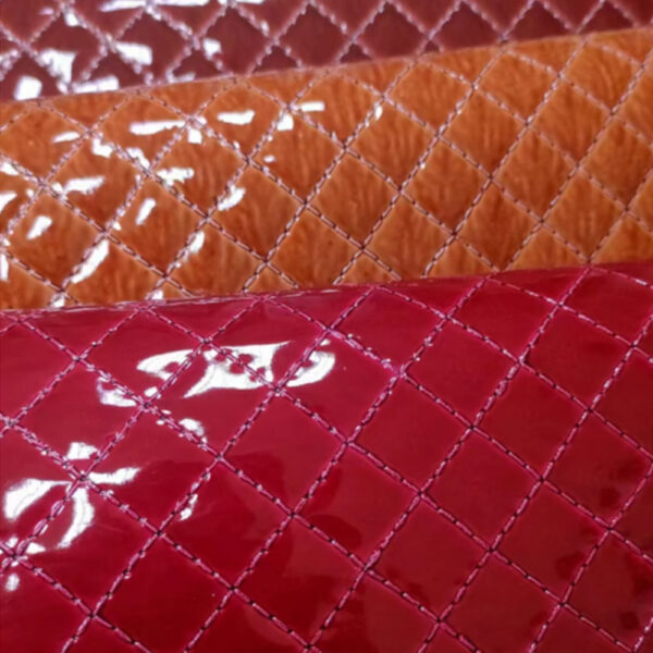 XZ73214 metallic embossed PVC leather with brushed fabric backing
