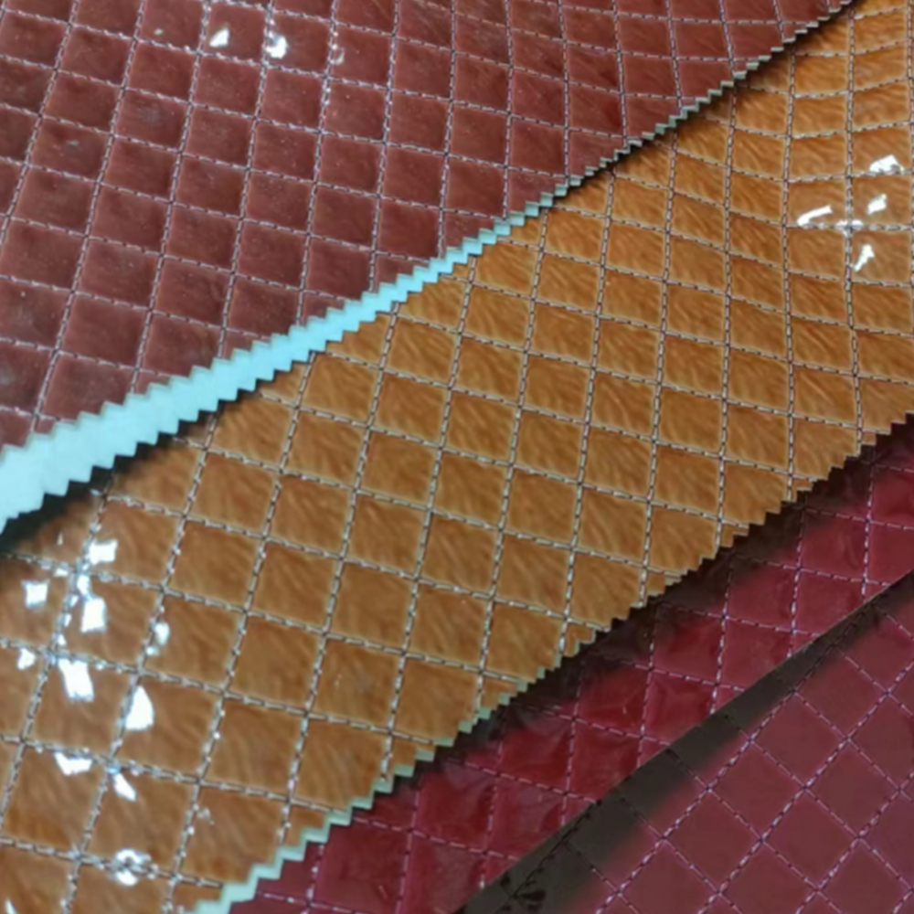XZ73214 metallic embossed PVC leather with brushed fabric backing