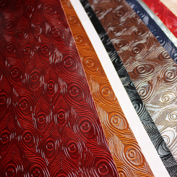 XZ73215 high-gloss peacock feather pattern PVC leather for bags