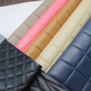 XZ73224 square stitched PVC leather with single-needle brushed fabric backing (2) XZ73224 square grid embossed PVC leather for bags