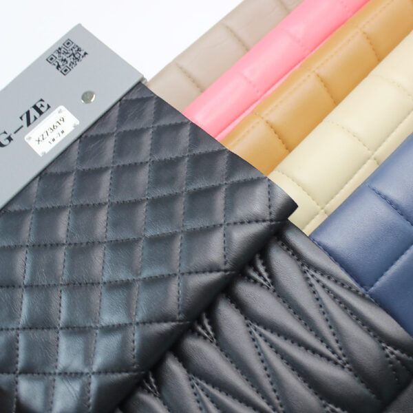 XZ73224 square stitched PVC leather with single-needle brushed fabric backing (3) 1.2mm geometric PVC leather for handbags