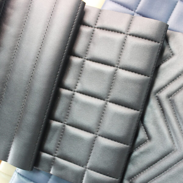 XZ73224 square stitched PVC leather with single-needle brushed fabric backing (4) square pattern embossed PVC leather for luggage