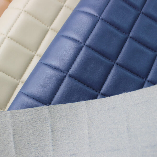 XZ73224 square stitched PVC leather with single-needle brushed fabric backing (6) square grid PVC leather for fashion bags
