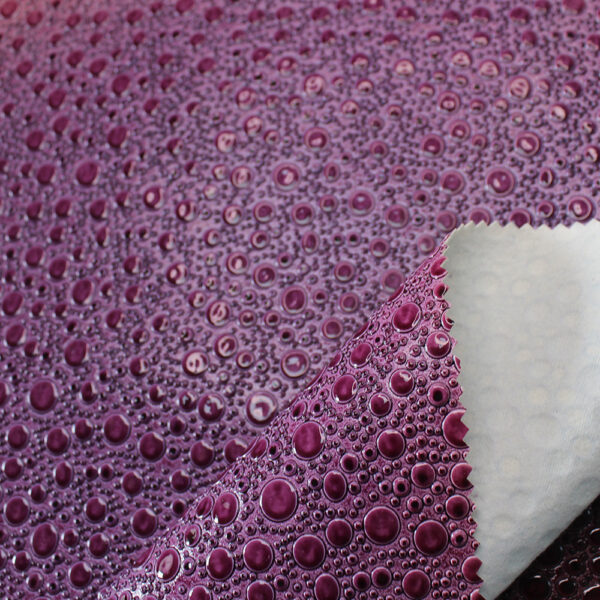 single-needle brushed fabric backing of droplet PVC leather