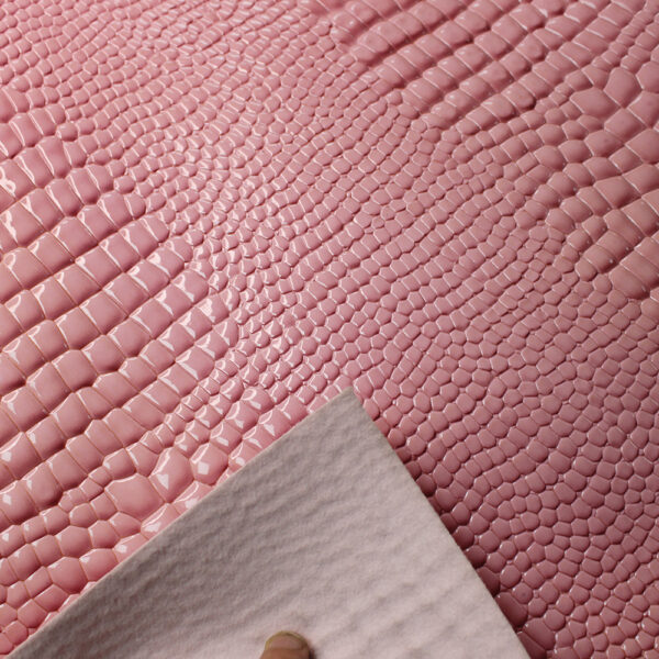 double-needle brushed fabric backing of stone grain PVC leather