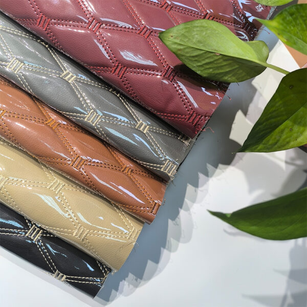 XZ73416 glossy diamond quilted PVC automotive leather