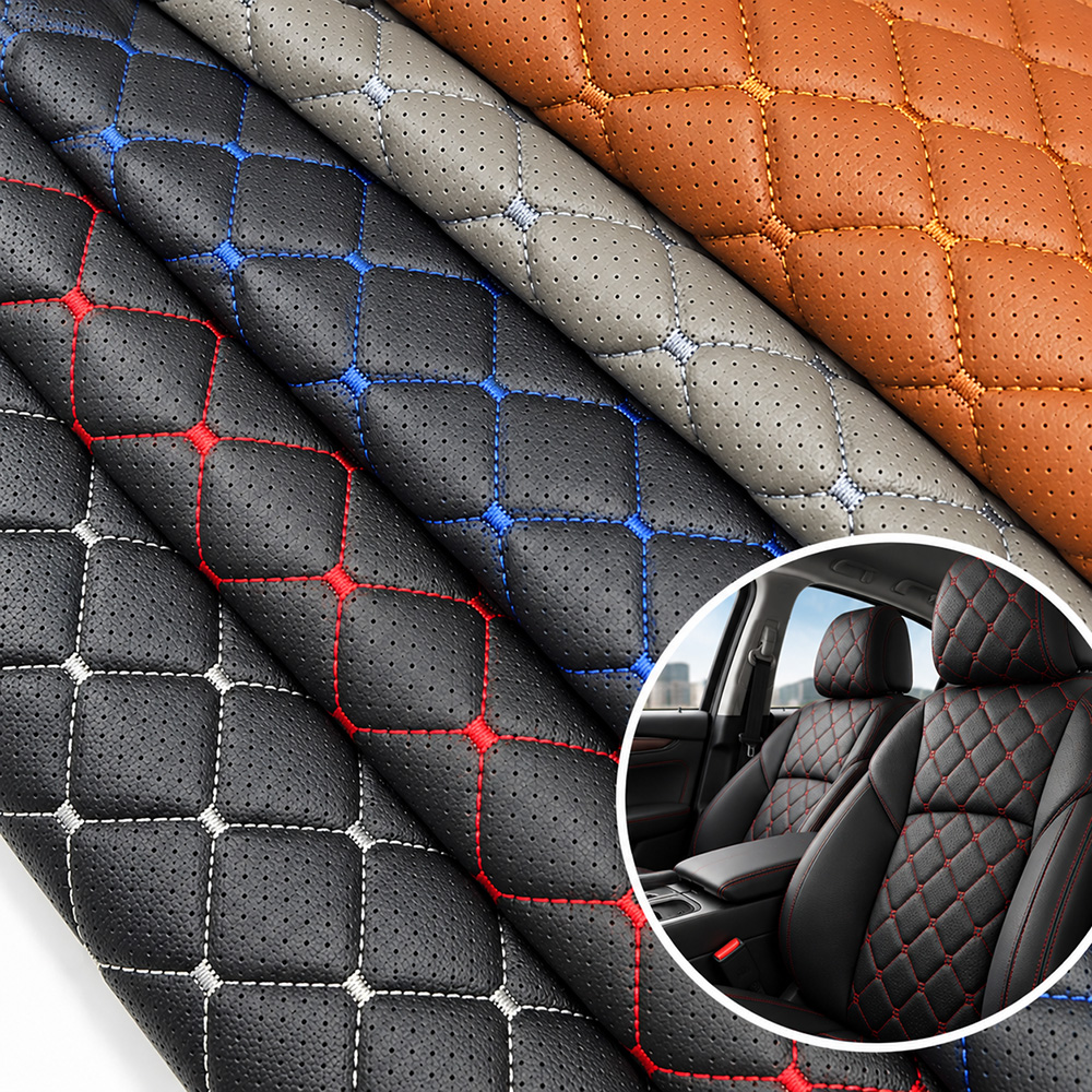 XZ73418 perforated quilted PVC leather with 5mm foam