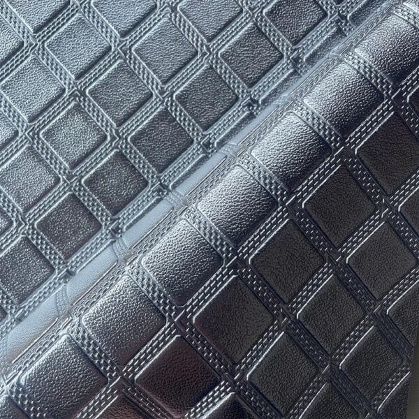 XZ73485 square grid embossed PVC leather with knitted fabric backing for motorcycle seats (4) geometric embossed PVC leather for scooter seats