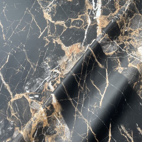 XZ73503 black gold marble PVC tablecloth leather (3) black gold marble printed PVC material for table covers