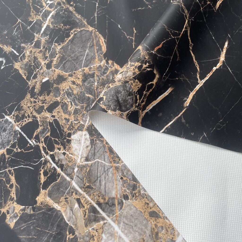 XZ73503 black gold marble PVC tablecloth material