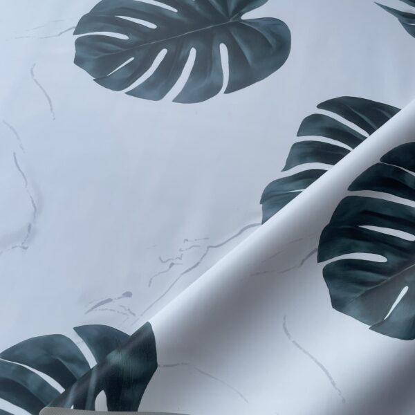 XZ73509 monstera leaf printed PVC tablecloth leather (3) botanical printed PVC material for decorative tablecloths
