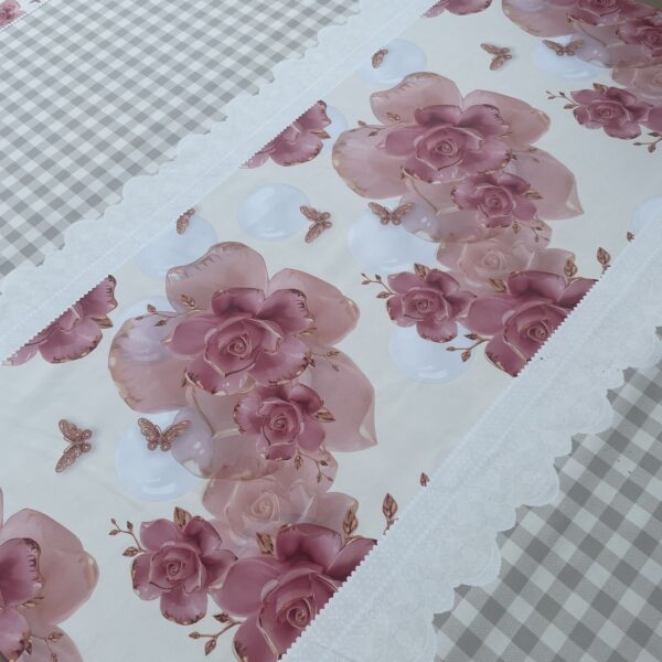 XZ73511 rose and butterfly printed PVC tablecloth leather (3) floral butterfly PVC table cover material
