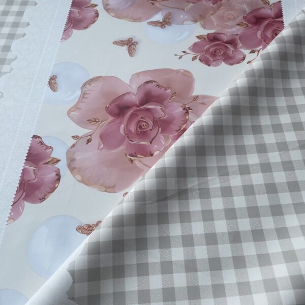 XZ73511 rose and butterfly printed PVC tablecloth leather (4) rose printed PVC material for decorative tablecloths