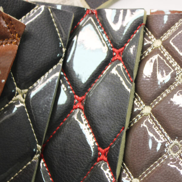 XZ73563 glossy diamond quilted PVC leather for car interiors (4) glossy diamond stitched automotive seat leather