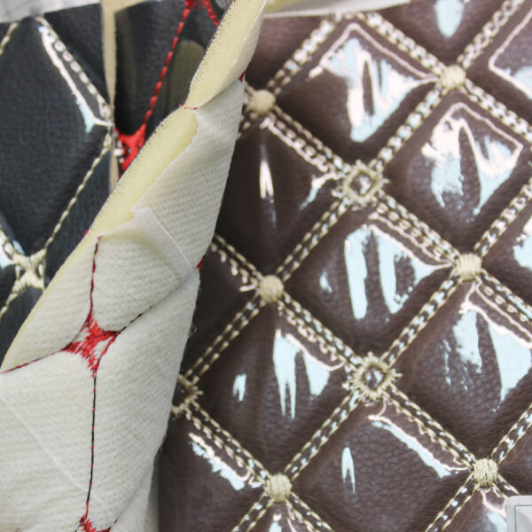 XZ73563 glossy diamond quilted PVC leather for car interiors (6) XZ73563 automotive leather foam backing