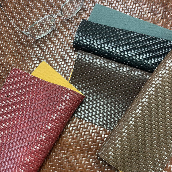 XZ73663 woven basket embossed PVC leather for bags