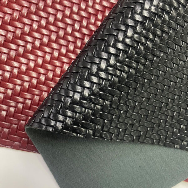XZ73663 woven basket embossed PVC leather for bags