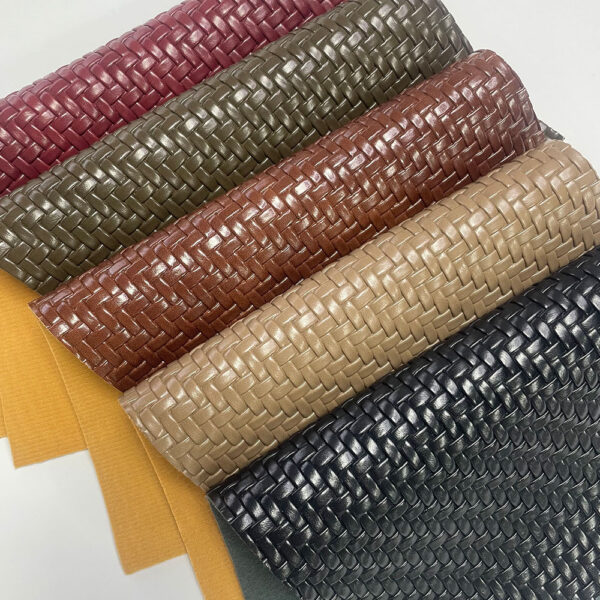 XZ73663 woven basket embossed PVC leather for bags