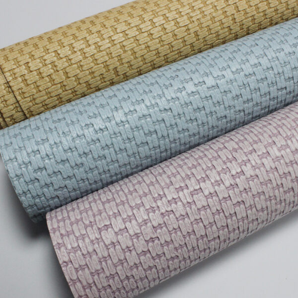XZ73669 basket weave embossed PVC leather with woven texture (2) XZ73669 basket weave embossed PVC leather with woven texture