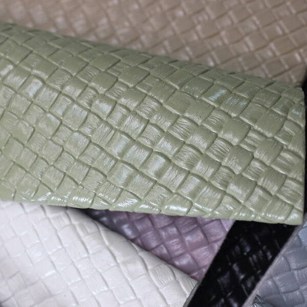 Basket weave embossed PVC leather material for bags