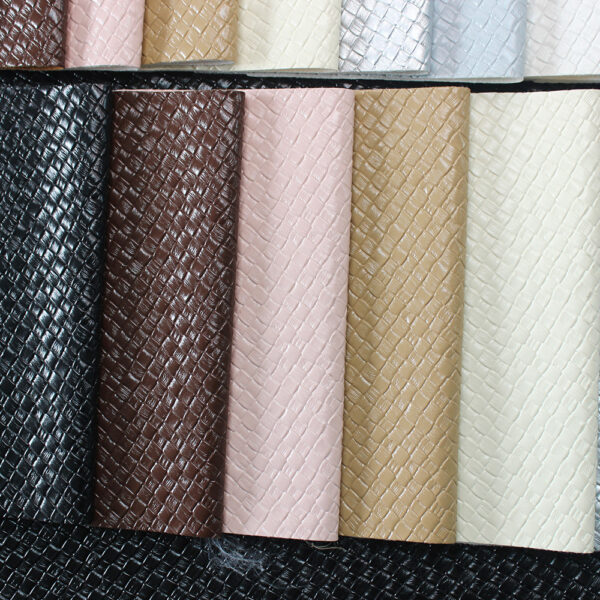 Basket weave embossed PVC leather material for bags