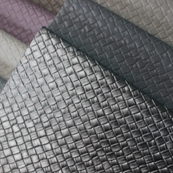 Basket weave embossed PVC leather material for bags