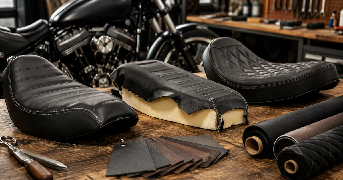 motorcycle seat leather materials and upholstery workshop