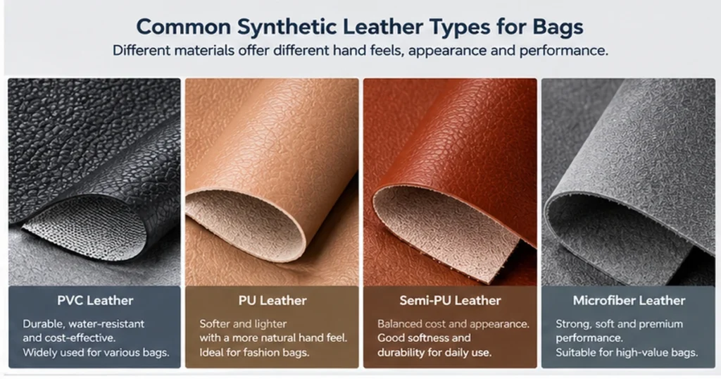 Çantalar için PVC PU yarı-PU ve mikrofiber sentetik deri