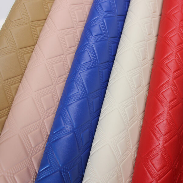 XZ73218 geometric square embossed PVC leather for bag manufacturing