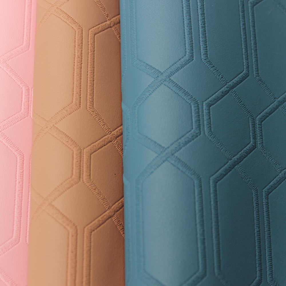 XZ73220 hexagon geometric embossed PVC leather with honeycomb pattern for bags