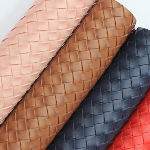 XZ73237 printed woven pattern embossed PVC leather for handbags
