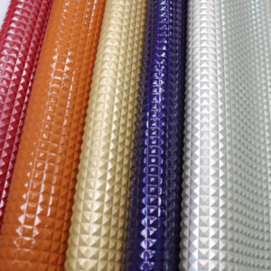 XZ73292 3D diamond embossed PVC leather with glossy surface