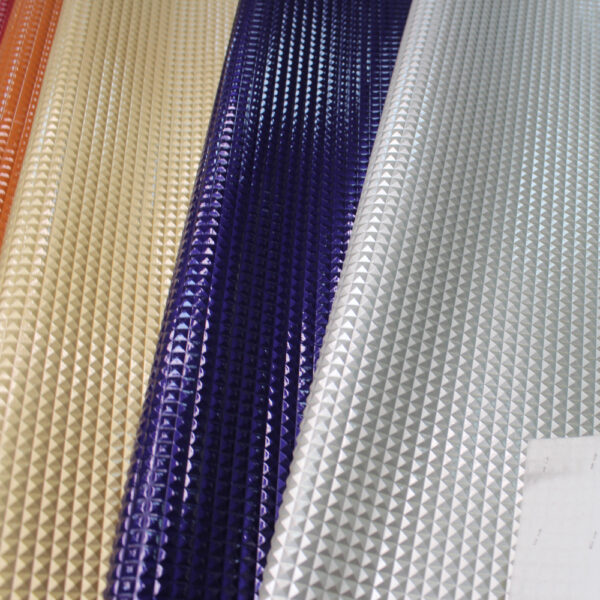 XZ73292 3D diamond embossed PVC leather with glossy surface