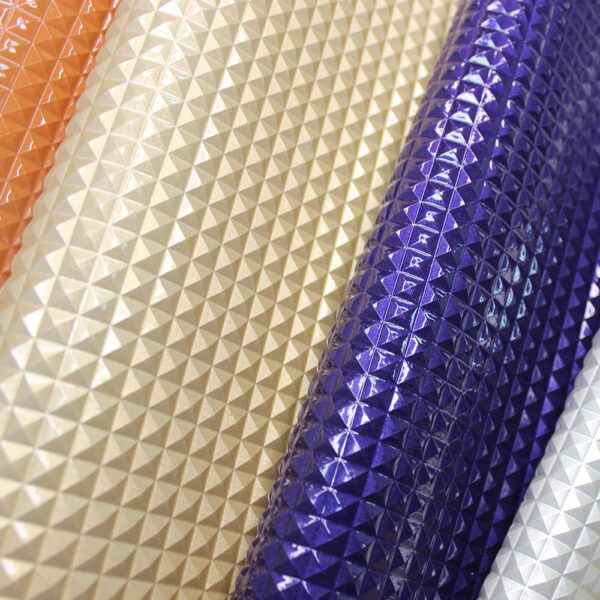 XZ73292 3D diamond embossed PVC leather with glossy surface