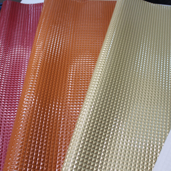 XZ73292 3D diamond embossed PVC leather with glossy surface
