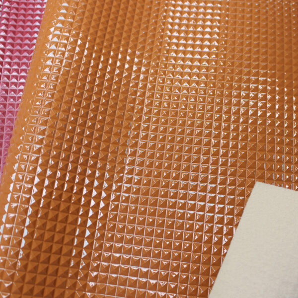 XZ73292 3D diamond embossed PVC leather with glossy surface
