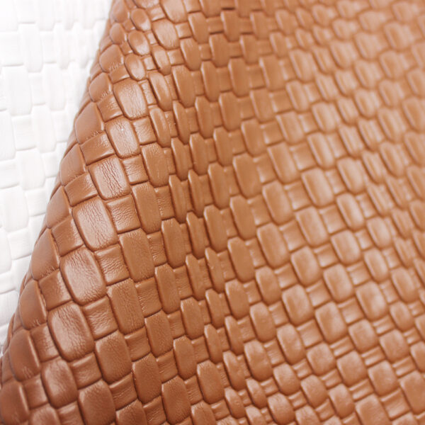 XZ73301 basket weave embossed PVC leather with woven pattern for bags