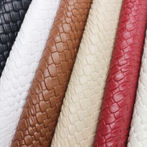 XZ73301 basket weave embossed PVC leather with woven pattern for bags
