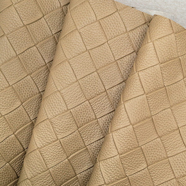 XZ73513 large basket weave embossed PVC leather with woven pattern