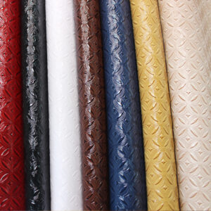 XZ73682 floral embossed PVC leather with glossy flower pattern