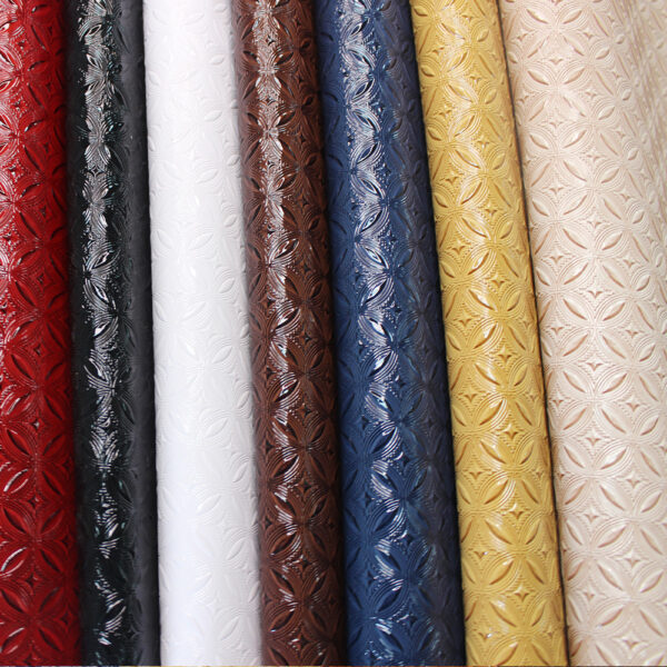 xz73682-floral-embossed-pvc-leather (4) XZ73682 floral embossed PVC leather with glossy flower pattern