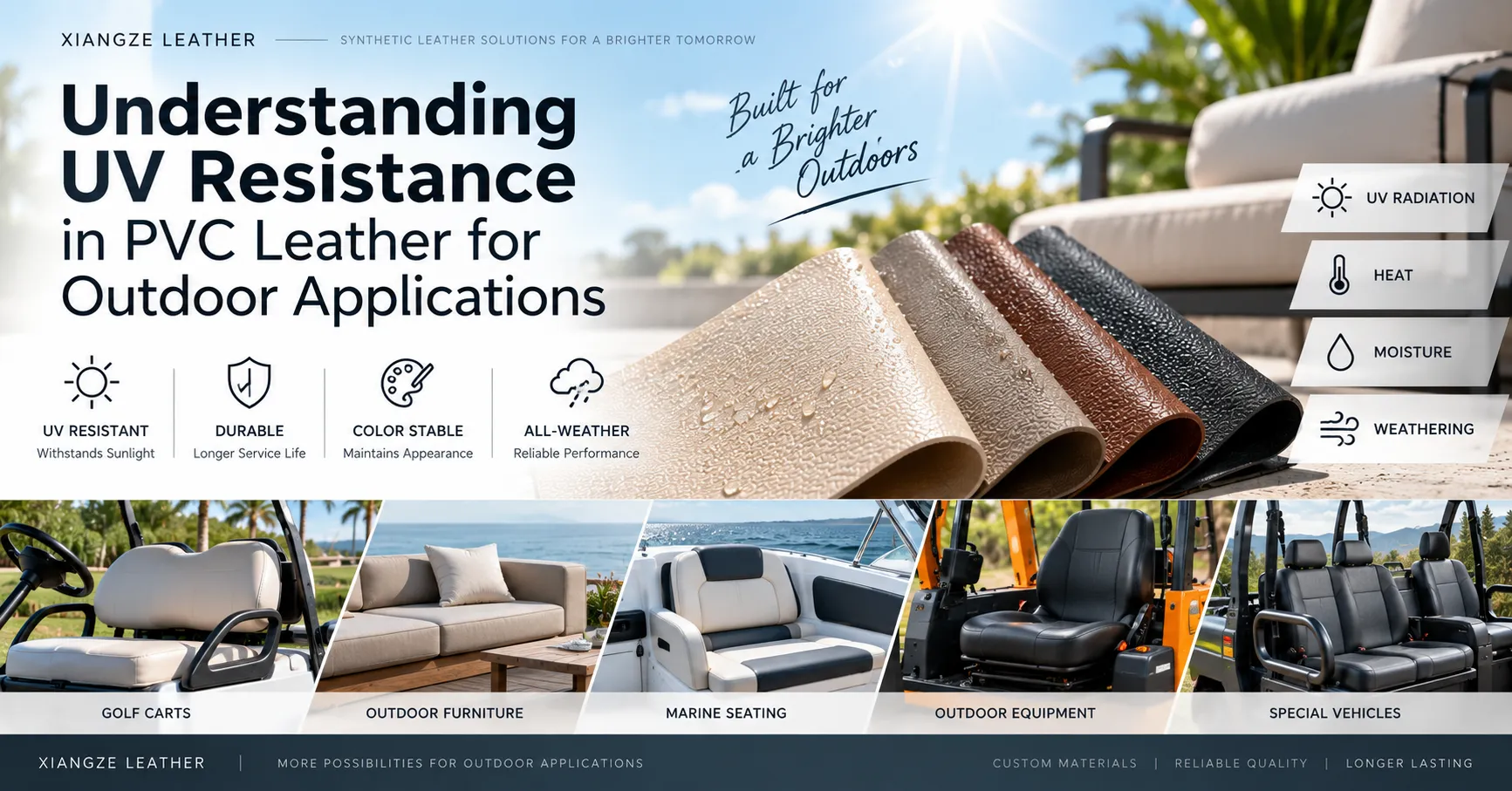 UV resistant PVC leather for outdoor applications