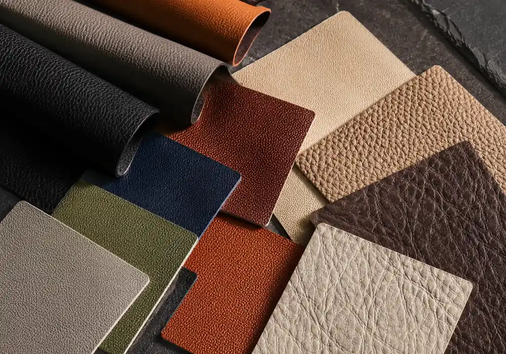 PVC leather color grain texture and surface finish samples for approval