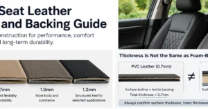car seat leather thickness and backing guide for automotive upholstery