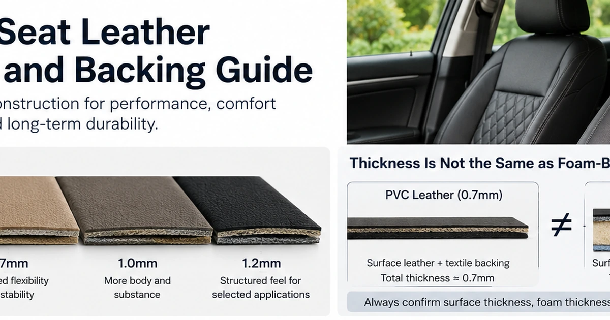car seat leather thickness and backing guide for automotive upholstery