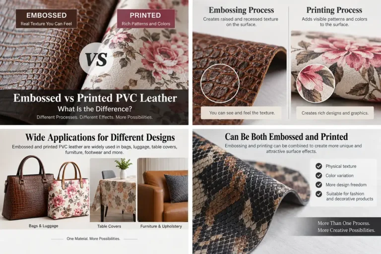 embossed vs printed PVC leather surface process comparison