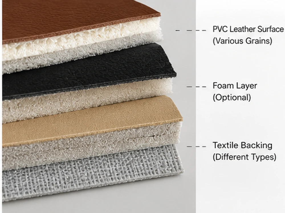 PVC leather for furniture with different backing and thickness options
