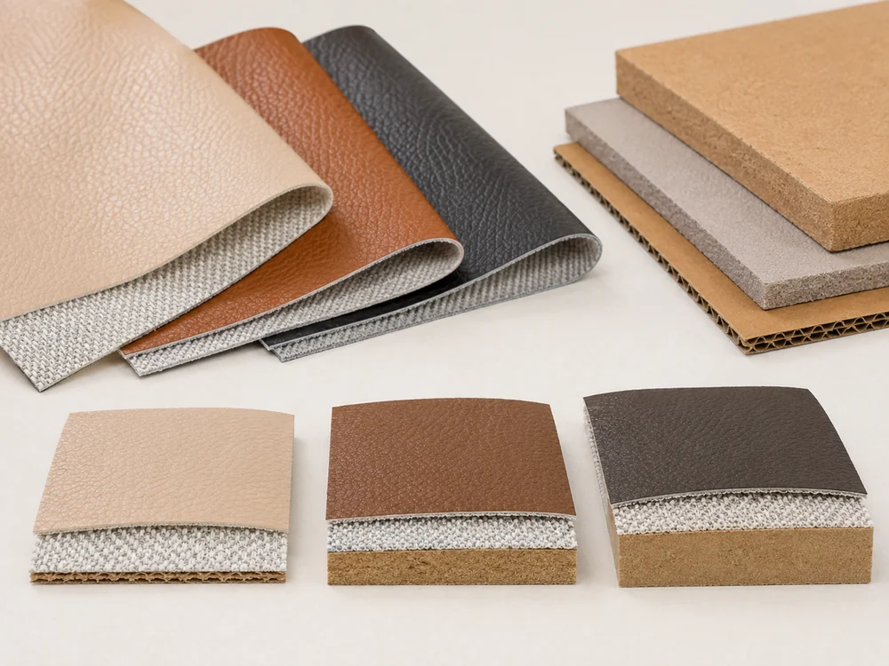 PVC leather for packaging with different backing and substrate options